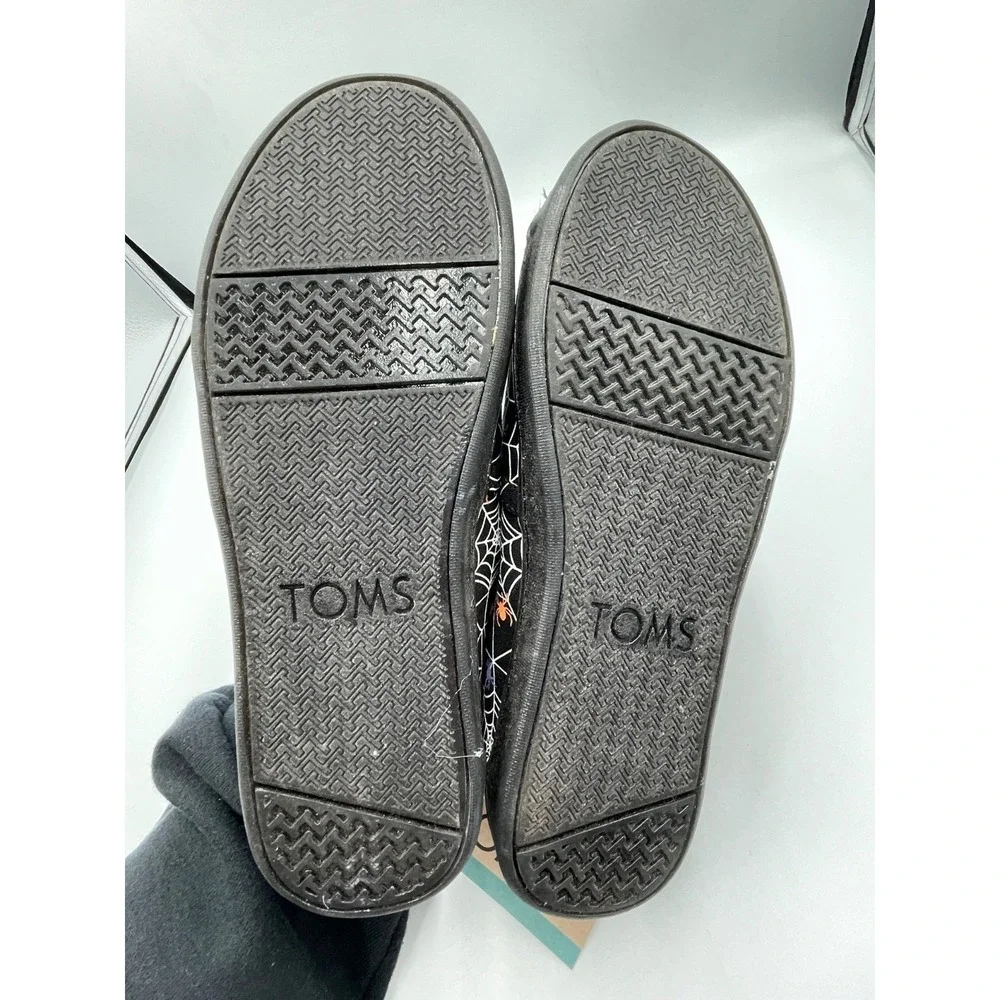 NWOB TOMS‎ Youth Spiders Alpargata Espadrille Shoes Black Glow US 2